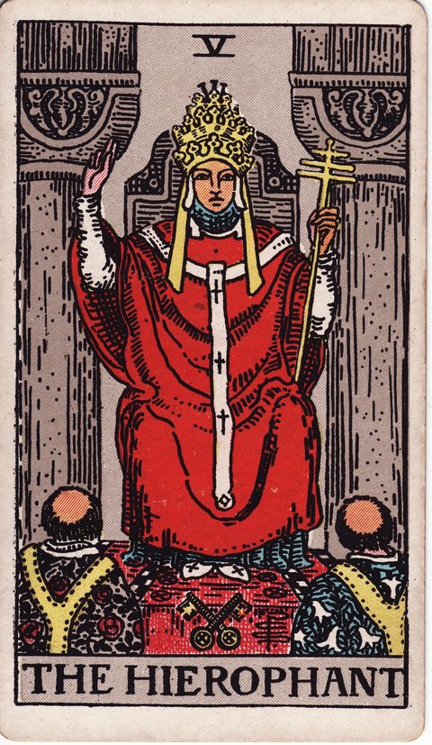 教皇（The Hierophant）のカード画像。ライダー版タロット