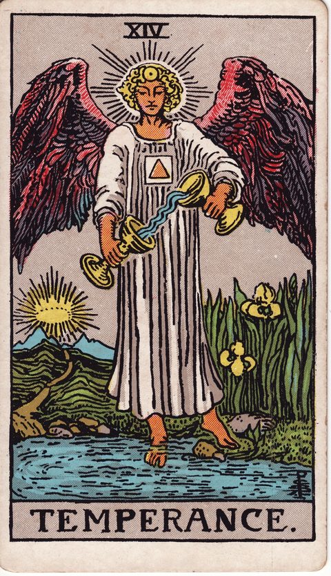 節制（Temperance）のカード画像。ライダー版タロット